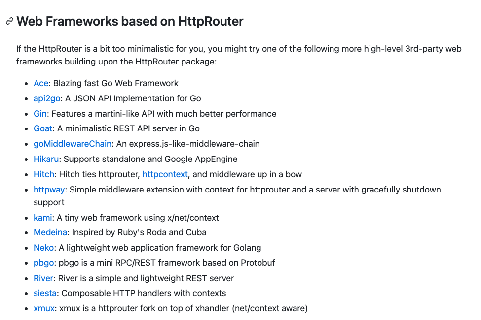 Web Frameworks based on HttpRouter