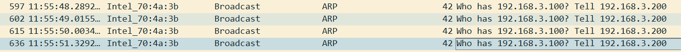 Wireshark 抓包 - ARP 请求无应答