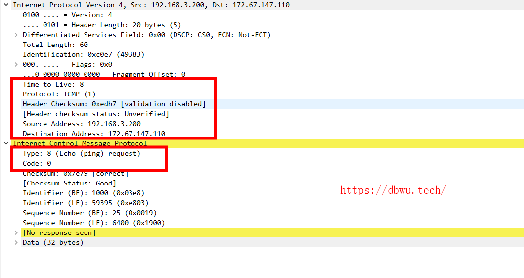 TTL 为 8 的 ICMP 异常数据包