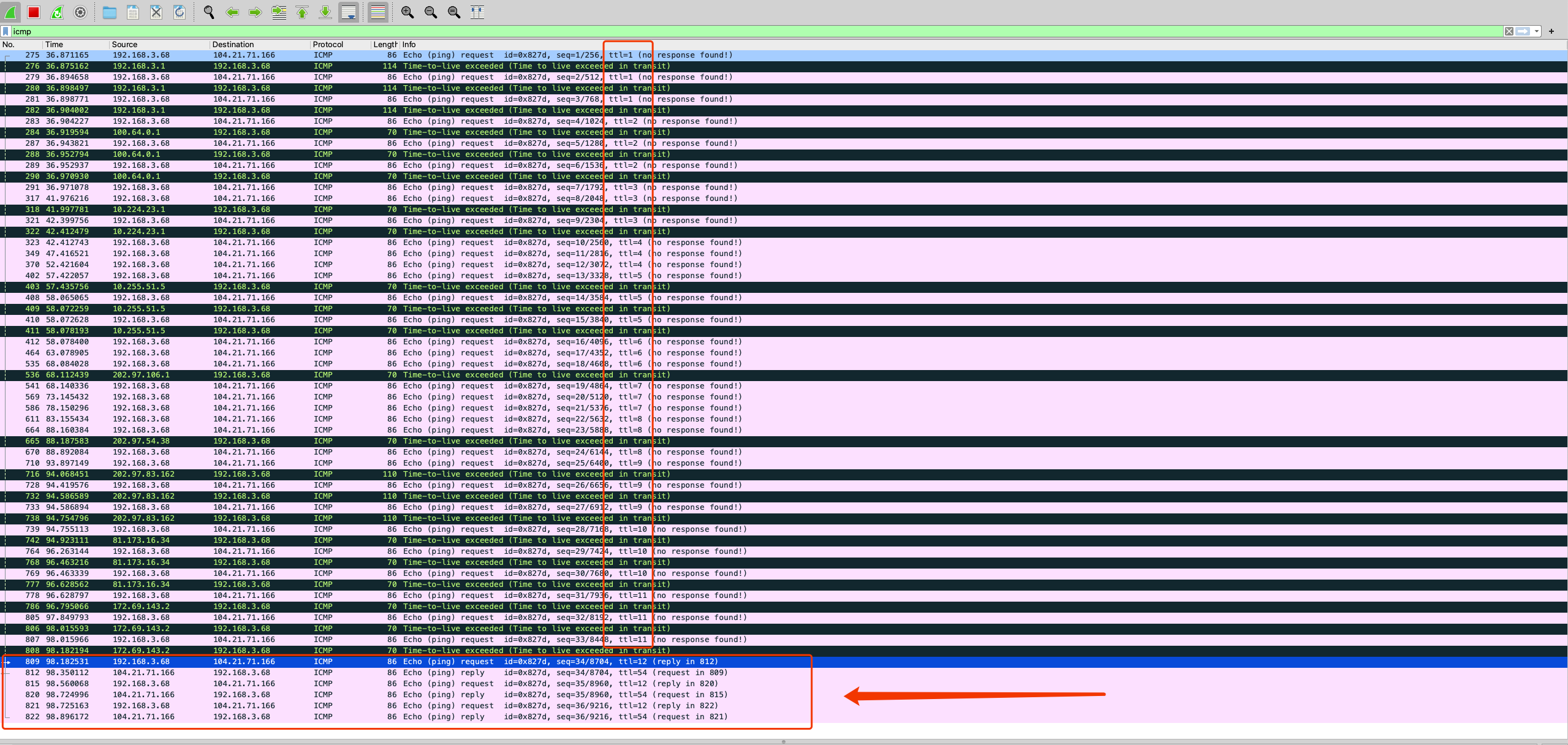 traceroute dbwu.tech 完整抓包