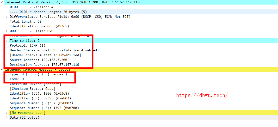 TTL 为 2 的 ICMP 异常数据包